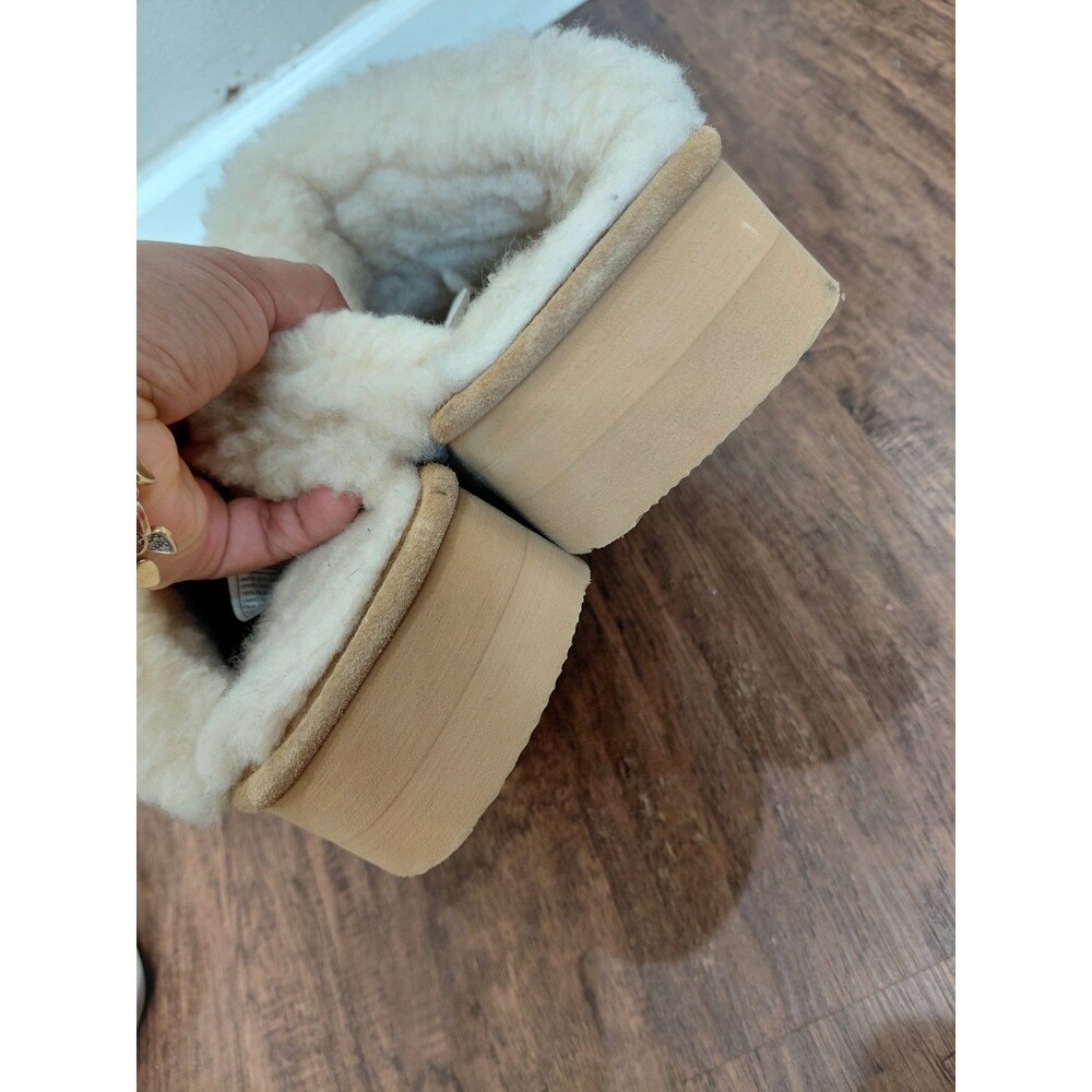 Bearpaw Platform Chunky Slippers, 10 Sheepskin, Tan Suede Leather - Picture 8 of 12